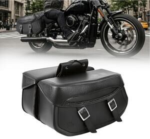 KEMIMOTO 30L Motorcycle Saddlebags Throw Over Synthetic Leather Black